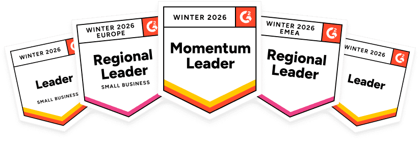 G2 awards - Leader (Small Business), Spring 2024. High Performer (Americas), Spring 2024. High Performer (Spring), 2024. Small Business High Performer (Europe), Spring 2024. Momentum Leader (Spring), 2024.