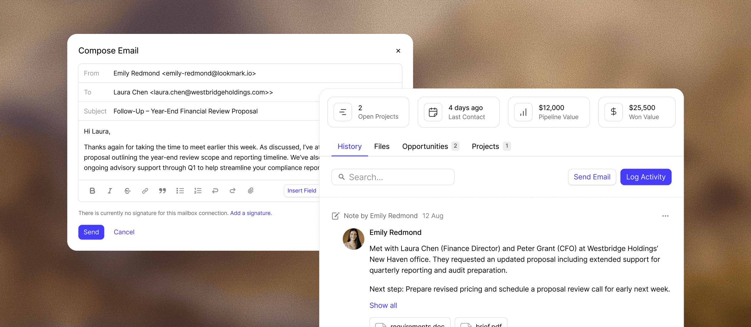 O fluxo de trabalho de e-mail automatizado do Capsule CRM mostra modelos de e-mail e regras de automação com condições de acionamento e ações programadas para gerenciar as comunicações do cliente contábil.