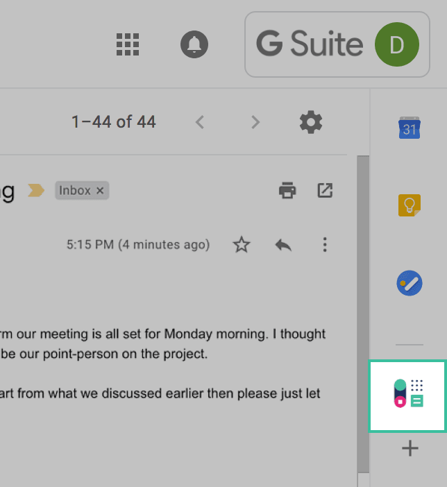 Capsule logo in sidebar of Gmail