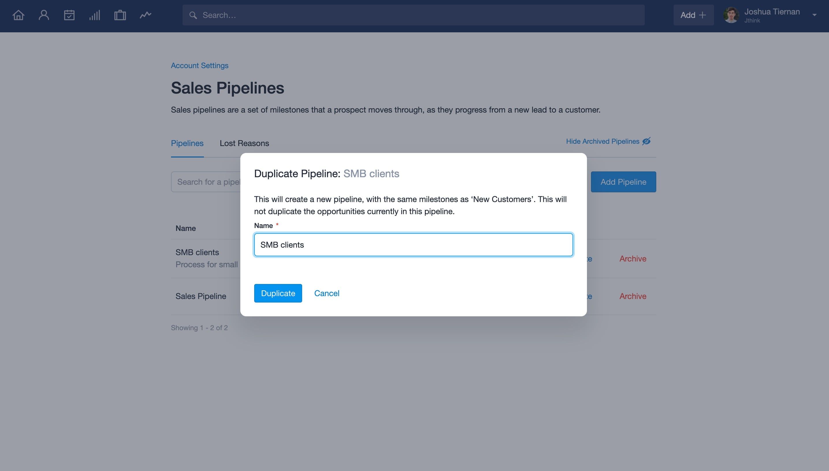 Duplication d'un pipeline