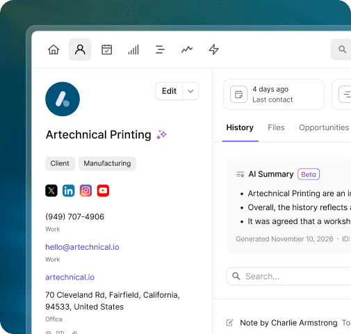 Capsule CRM Interface