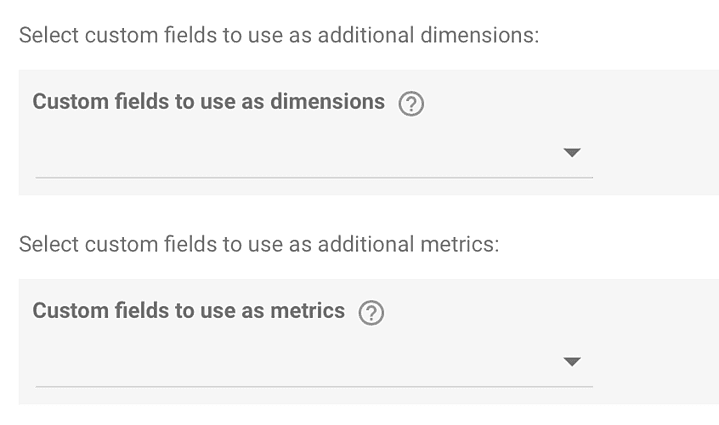 Dimensions et métriques personnalisées à sélectionner