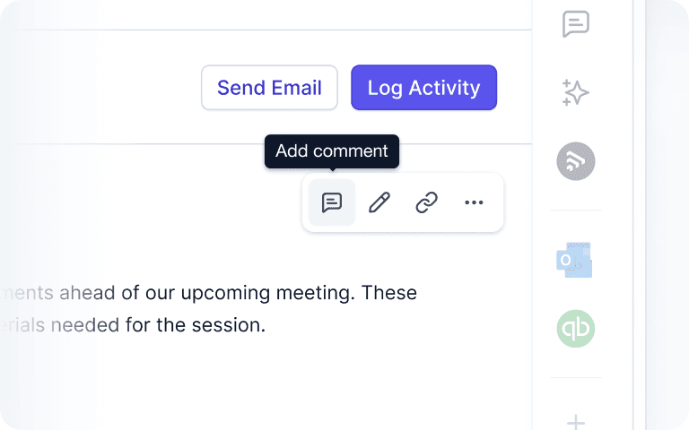 Les commentaires vous aident à centraliser vos données et vos conversations en un seul endroit - là où l'engagement des clients a déjà lieu : plus besoin de changer de plateforme ou d'application pour obtenir des réponses. Obtenez une meilleure visibilité sur les éléments importants afin de conclure de nouvelles affaires de manière efficace et d'offrir un meilleur service à la clientèle.