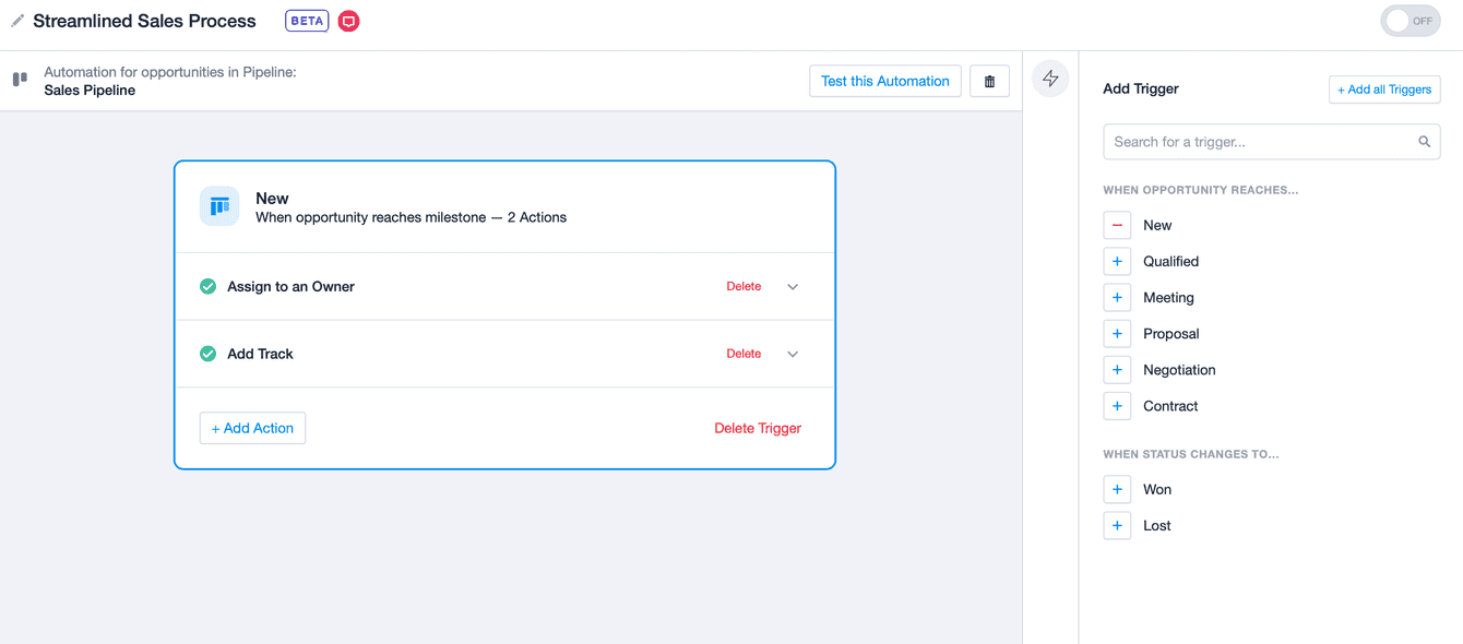 Capsule when setting up an automation