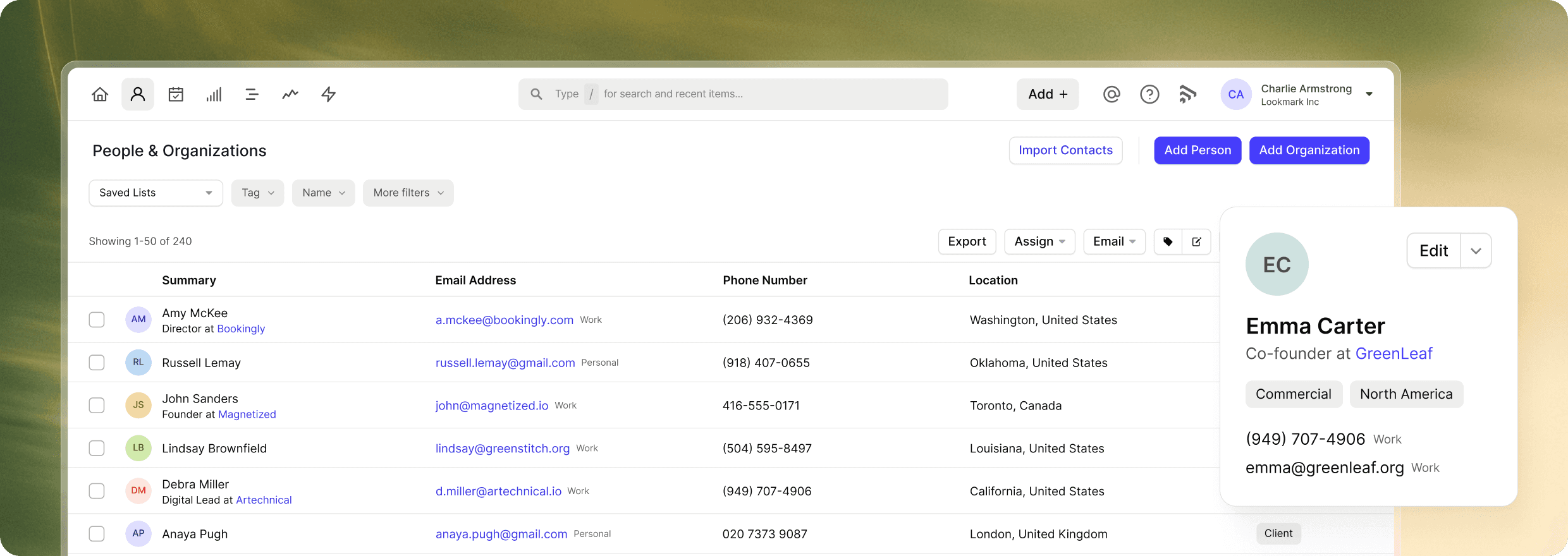 Personas y organizaciones - El centro de gestión de contactos de Capsule