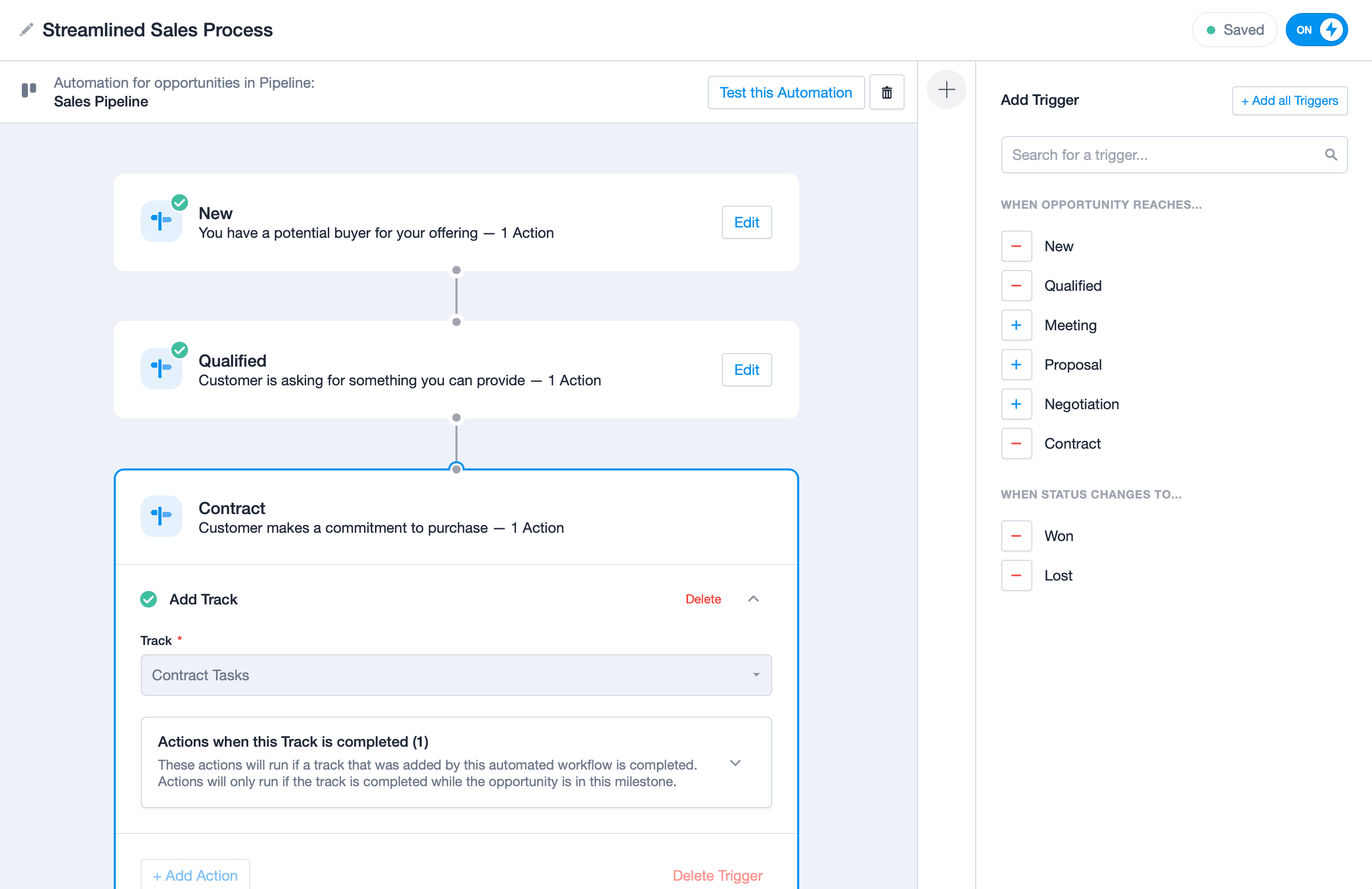 exemplo de uma automação completa do fluxo de trabalho