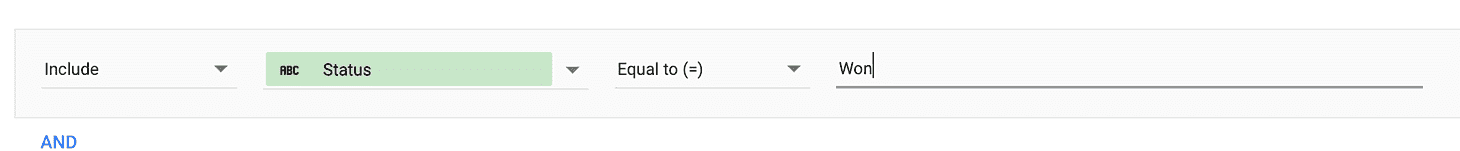 Set field to 'status equals won'