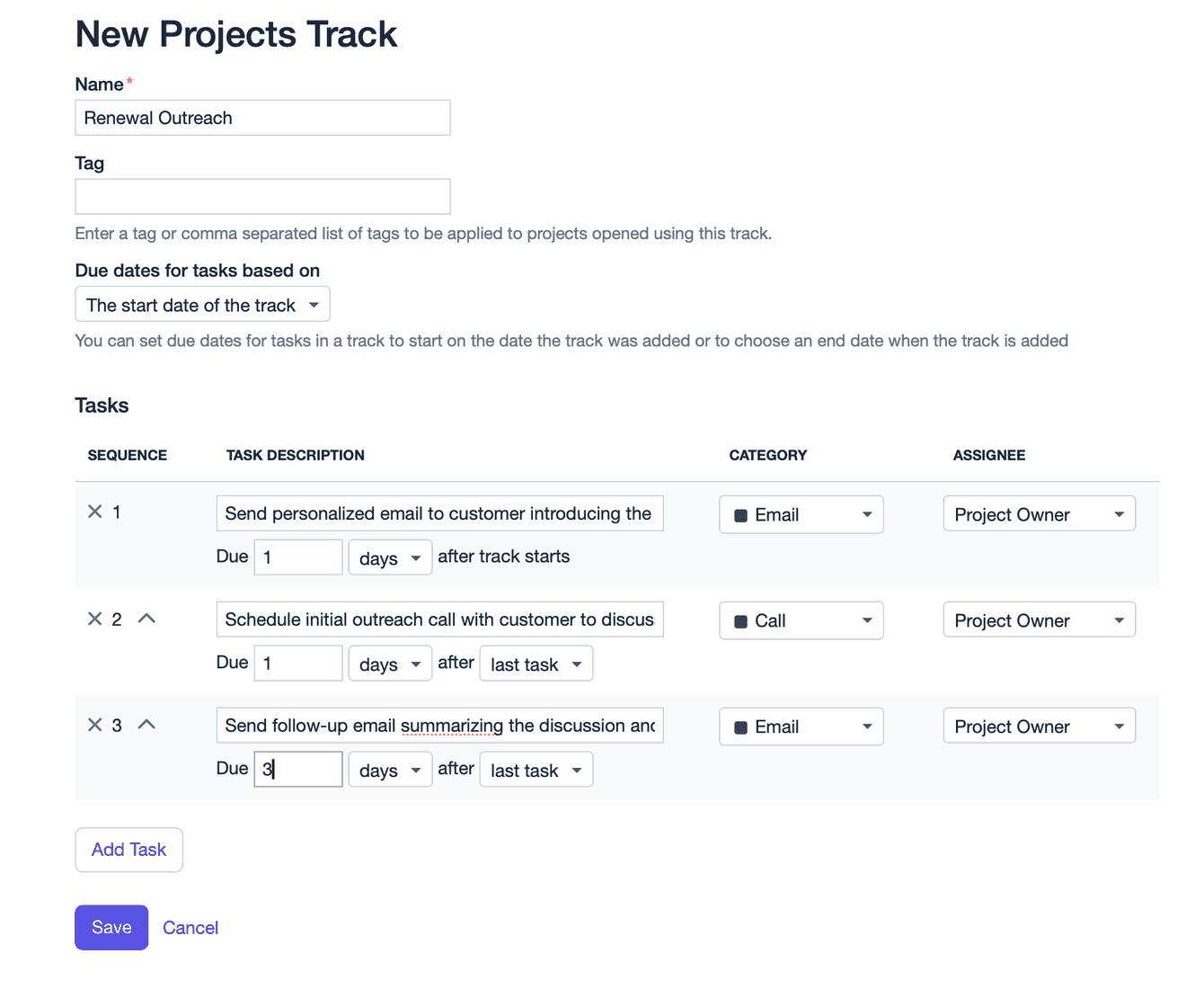 What an example of a completed Track looks like