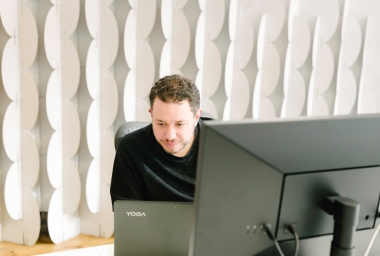 a Capsule team member focused working