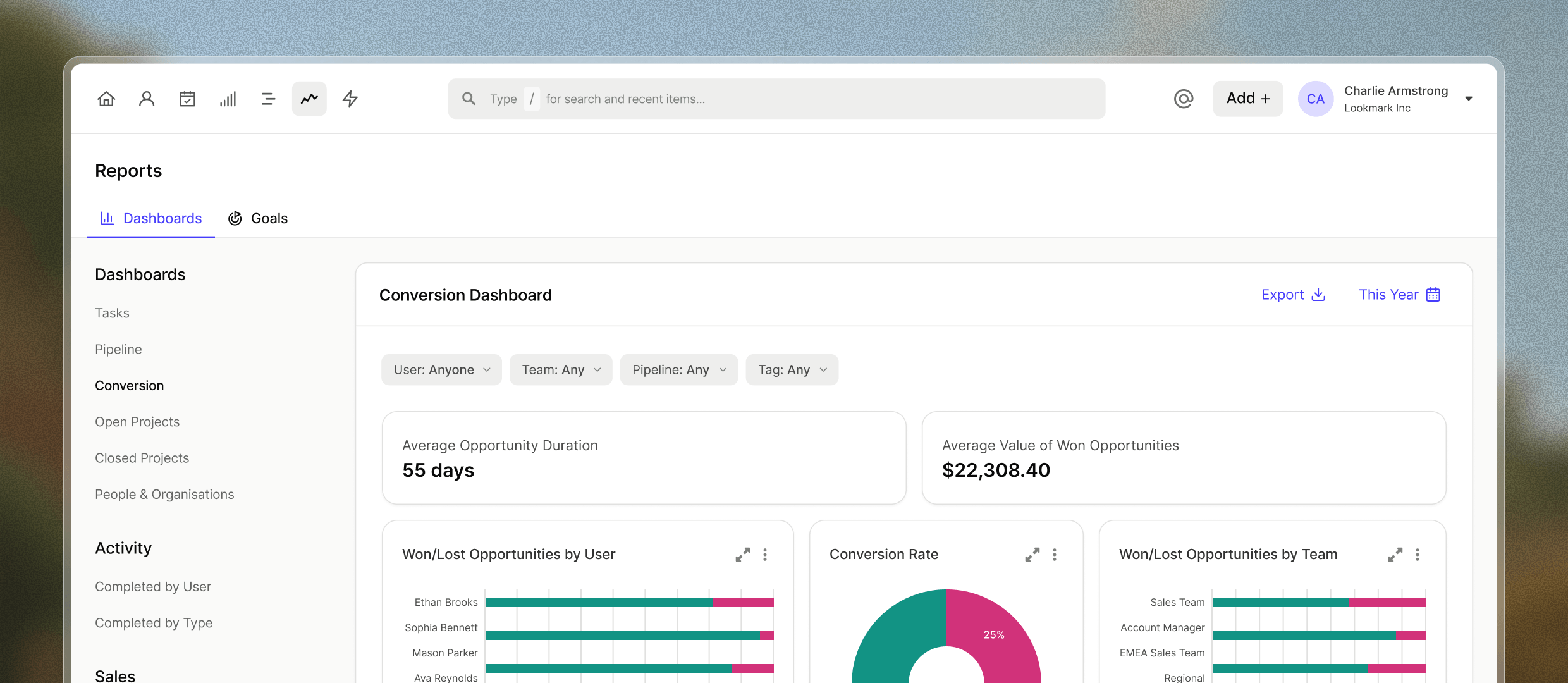 Deep dive into your projects with record pages where you can store all your interactions and updates 