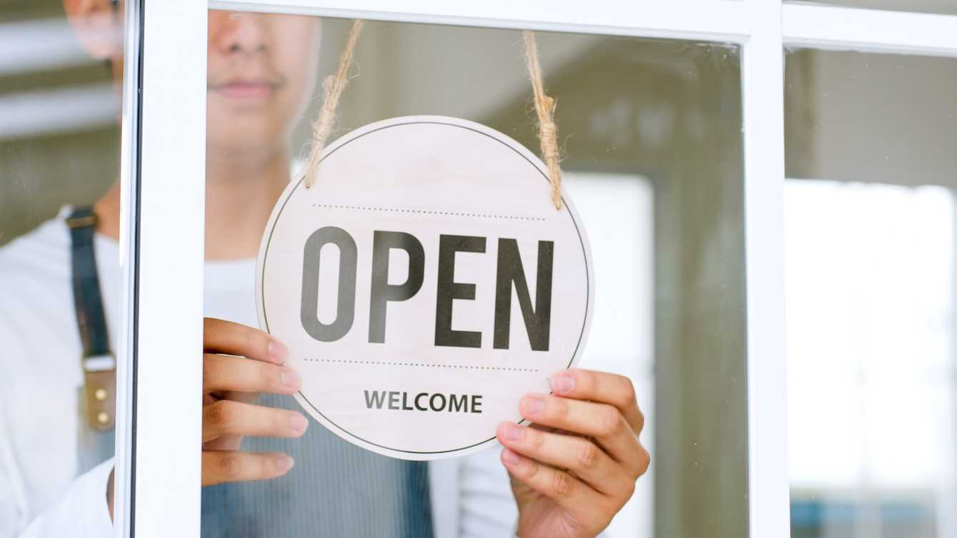 Open sign on a shop