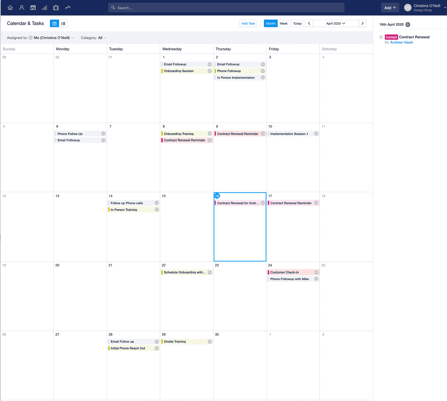 Dia destacado na visualização de Calendário