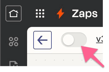 mostrando el botón para encender y publicar zap