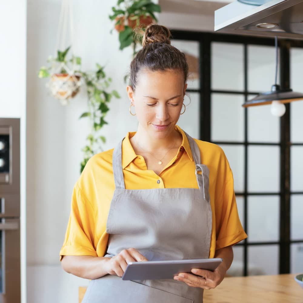 Woman working from a tablet