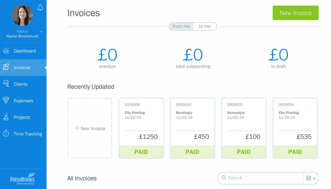 Freshbooks invoices interface that integrates with Capsule
CRM