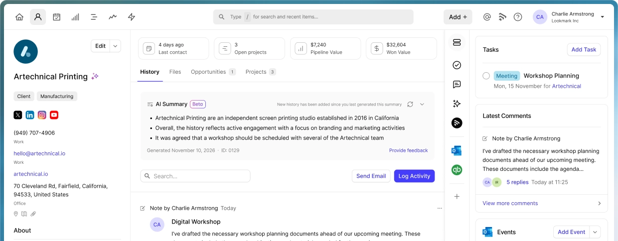 Capsule CRM Interface